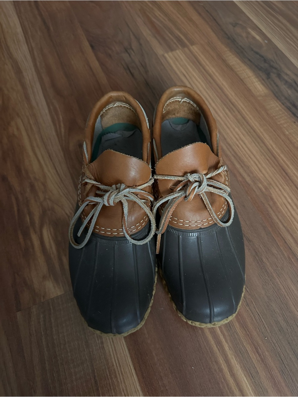 L.L. Bean Men's Brown Leather and Dark Brown Rubber Duck Boots